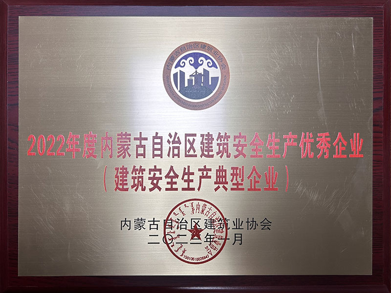 建筑安全生产典型企业铜牌